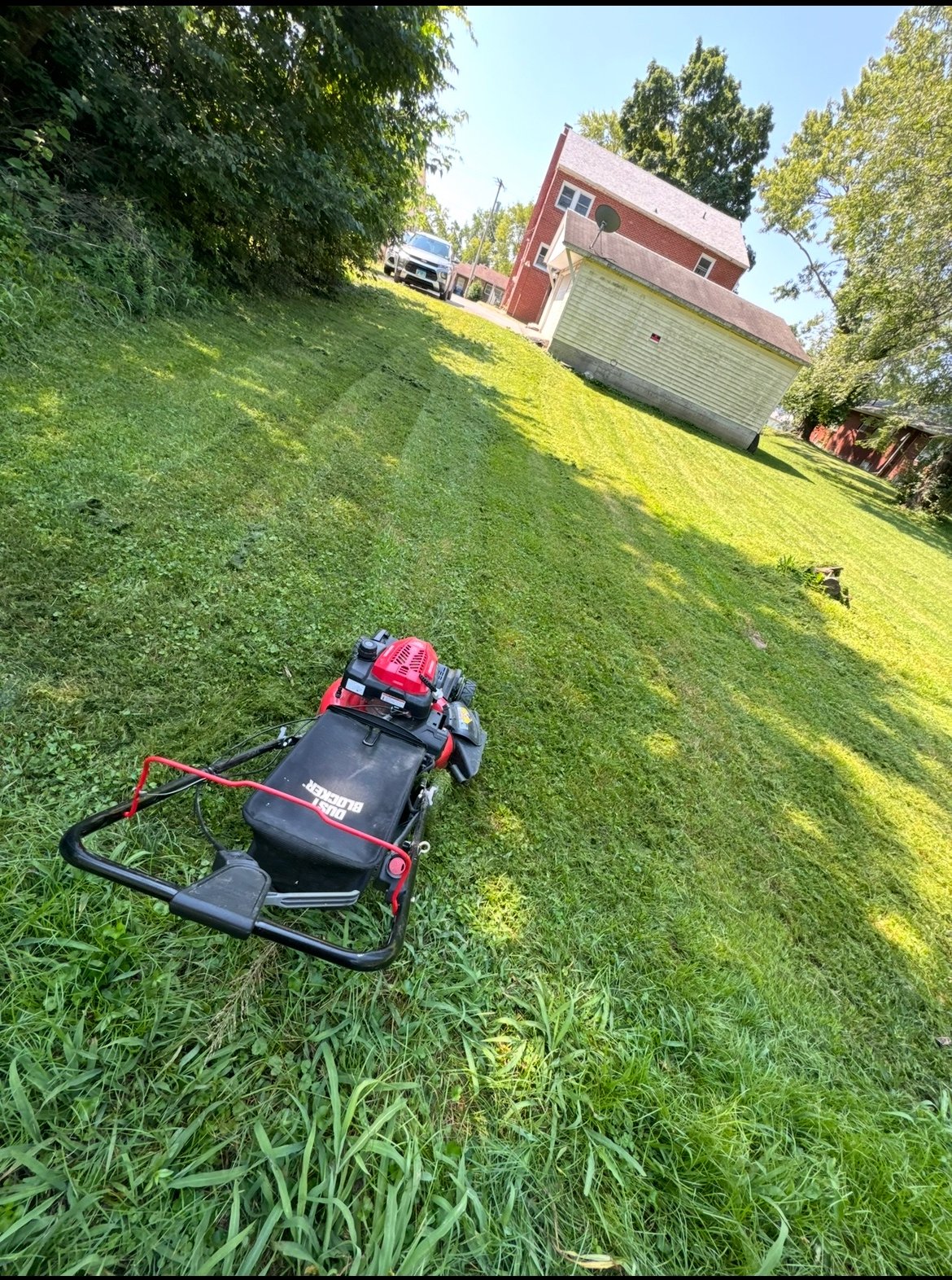 Mowing in progress